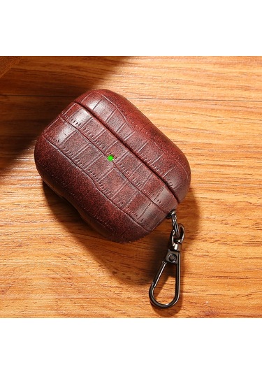 Airpods Uyumlu Pro Timsah Dokusu Kulaklık Koruyucu Kılıf İçin Koyu Kahverengi