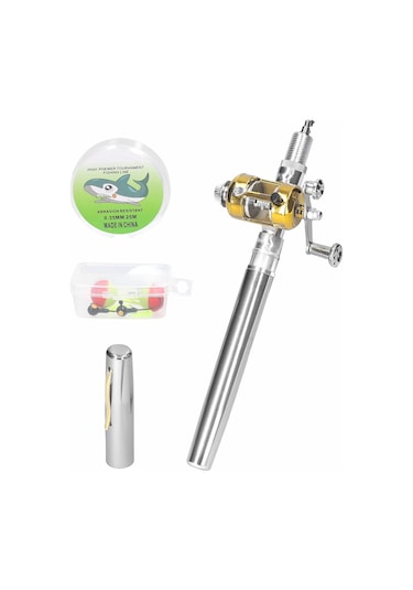 Qingmipy Portatif Kalem Tipi Metal Olta Seti - 1m Açık Uzunluk, 25m Misina, 66g Sarıç, Çok Renk Seçeneği