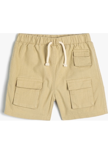 Koton Şort Kapaklı Cepli Beli Bağlamalı Pamuklu Haki 4smb40064tw Haki