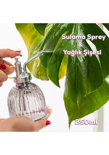 Perotti 15731 Gri Vintage Cam Bitki Sulama Şişesi Sprey Şişe