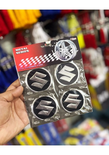 Universal Araç Uyumlu, Suzuki Jant Göbeği Arması, Sticker 4'lü Set 60mm Gümüş
