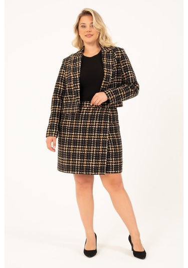 Astarlı Crop Tüvit Ceket-1741-siyah Siyah