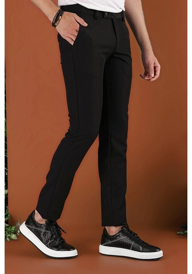 P 1123 Slim Fit Siyah Spor Pantolon Siyah