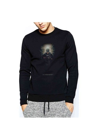 Pubg Playerunknown Baskılı Siyah Erkek Örme Sweatshirt