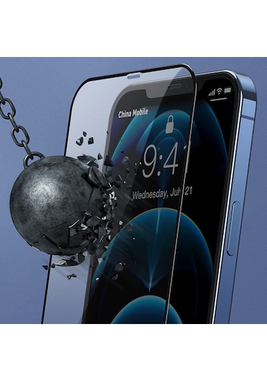 Baseus Apple Uyumlu   iPhone 12 Mini Full Anti Blue Light Koruyucu 2Adet Siyah