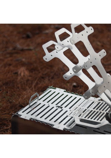 Kamp Ayısı Grillfish Katlanır Özel Kutulu 2mm Galvaniz Çelik Balık Izgaralı Mangal & Ateş Çukuru Gri