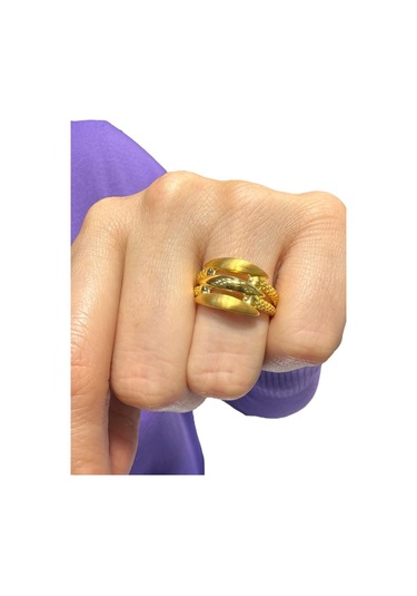 Magold İki Kol Kaburga Altın Yüzük 14 Ayar