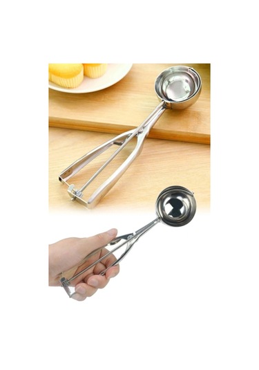 Lüx Paslanmaz Çelik Dondurma Helva Ve Kurabiye Kaşığı 22cm GÜmüş