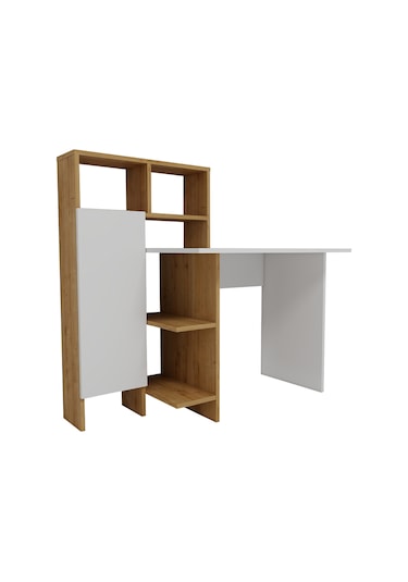 Arnetti Buğra Dolaplı Çalışma Masası Safirmeşe Beyaz Safirmeşe - Beyaz