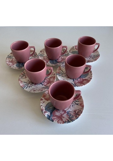 Keramika Dijital Kahve Fincanı 6lı Pembe