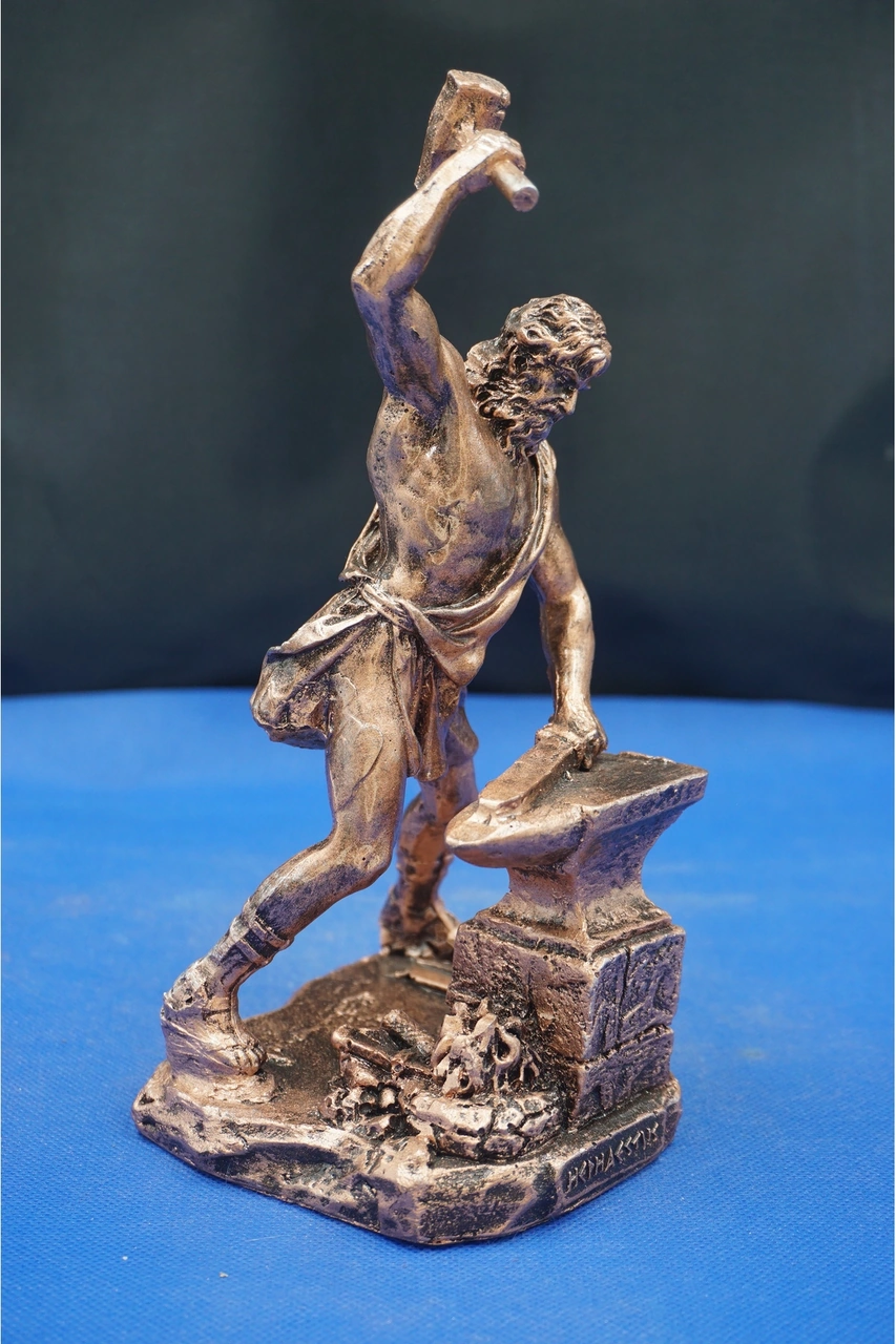 Hephaestus Ateş Tanrısı Heykel Biblo Mitolojik Heykel Özel Tasarım 22 Cm Ev Dekor Aksesuar Bronz