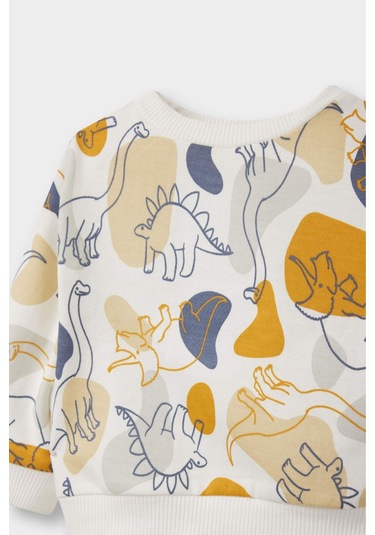 Defacto Erkek Bebek 2li Takım Dinozor Baskılı Sweatshirt Eşofman Altı F0216a525auer42 Ekru