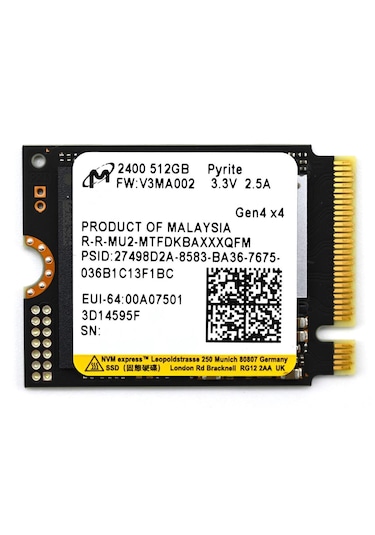 Micron 2400a 512gb M.2 22x30 Nvme Ssd 512 GB