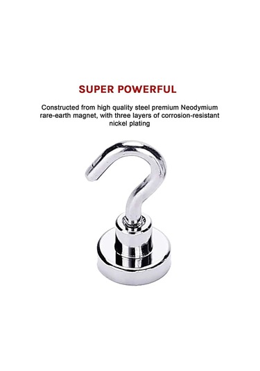 Xindoker Güçlü Neodimyum Mıknatıslı Askı Kancaları, 8kg Taşıma Kapasiteli, 10'lu Set Gümüş Renk Gümüş