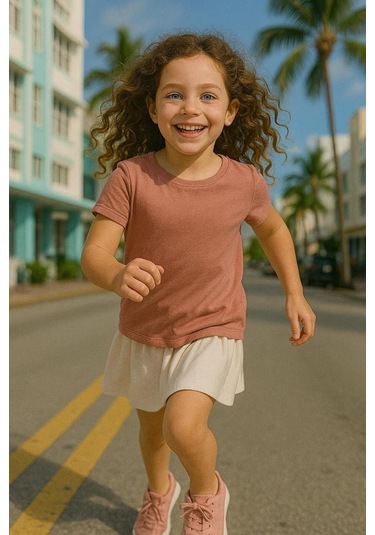 Mercan Çocuk T-shirt Kız Erkek Unisex %100 Pamuk Mercan