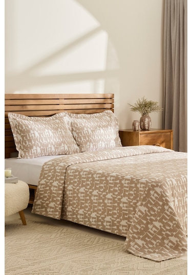 Kaşmir Home Breeze Çift Kişilik Yatak Örtüsü Takımı Bej Bej