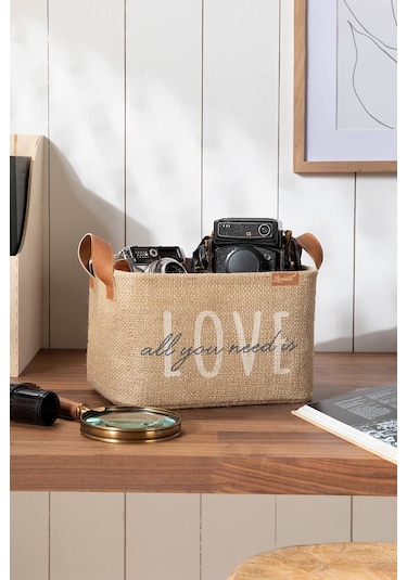 Ocean Home Textile Love Jüt Sepet 24 x 17 x 14 cm