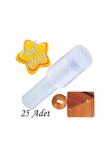 Raf Pimi Plastik Başlı Cam Tutucu Çivisi Mobilya Dolap Pimi Şeffaf 25 Adet