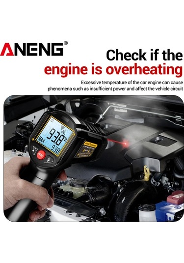 Boatshop1 1 Adet Aneng Th202 Kızılötesi Termometre Higrometre Temassız Ölçüm -50 600 Lcd Ekran Abs Reçine Pil İle Çalışır Th202 Red