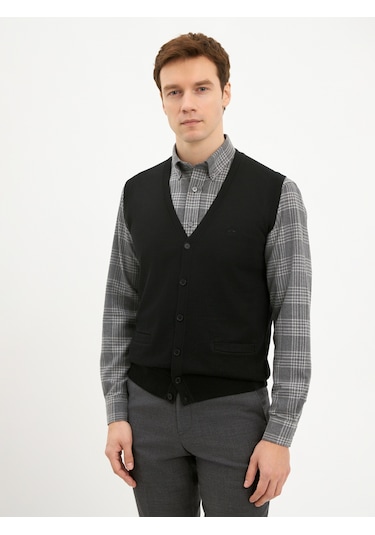 Karaca Erkek Regular Fıt Triko Yelek-siyah 114301007-07-xxl 121145 Siyah