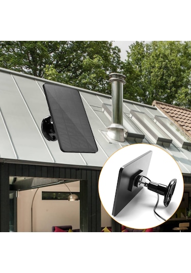 Vkemall 10w 5v Monokristal Güneş Paneli, Ip6 Su Geçirmez, Type-c/dc5521 Çıkışlı, Kapı Zili Ve Güvenlik Kamerası İçin Solar Şarj Cihazı - Siyah