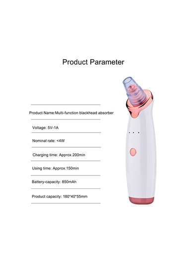 Hangfox Evcil Cilt Bakımı Elektrikli Siyah Nokta Çıkarıcı - 3 Seviye Ayarlı, 5 Emme Ucu Ve 5'li İğne Seti İle Derin Pore Temizleyici Cilt Bakımı Aleti