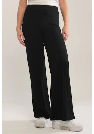 Ahves Çımalı İspanyol Paça Pantolon 1590 - Siyah Siyah
