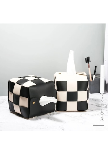 Stil D-masaüstü Doku Kutusu Havlu Pompalama Deri Yaratıcı Rulo Kağıt Kare Kağıt Havlu Çantası Küçük Dama Tahtası Kağıt Havlu Çantası