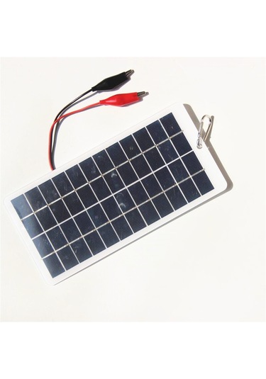 5w 12v Polikristal Güneş Paneli Lambası Su Pompası Klipsli Solar Şarj Cihazı Siyah