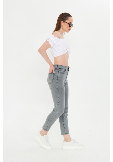Kutaf Antrasit Slim Fit Mom Jean Antrasit