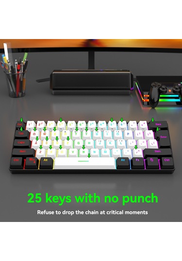 Yunboo 61 Tuşlu Rgb Aydınlatmalı Oyun Klavyesi - Kompakt Tasarım, Usb-c Bağlantı, Ergonomik