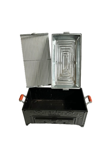 Cemre E2 Model Kömürlü Emaye Mangal İzgaralı Büyük Boy Inox