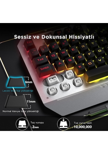 Lecoo KB123 USB Kablolu Rainbow Efektli Gaming Türkçe Q Klavye