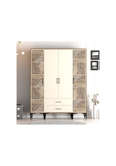 Variant Kumsal 4 Kapılı Ptp Gardrop - Ceviz / Krem