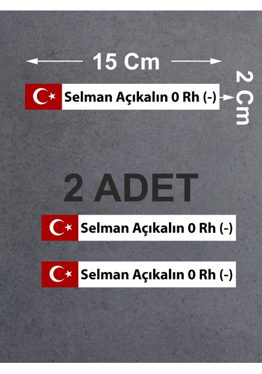 Kan Grubu Sticker, Türk Bayraklı Kan Grubu Sticker, Araba Oto Motosiklet Karavan Sticker 02523 15x2 Cm