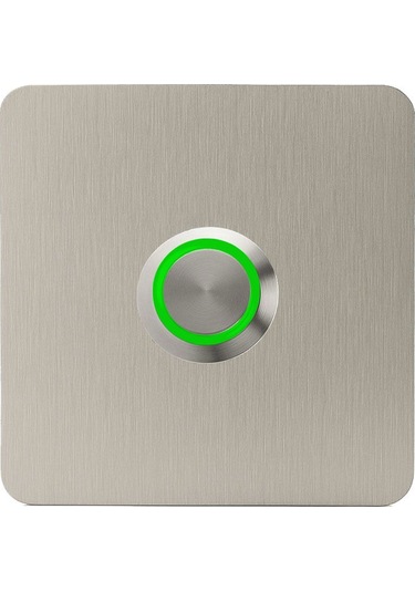 Lockway Z403y Paslanmaz 304 Kare Zil Butonu 70x70mm Yeşil Led