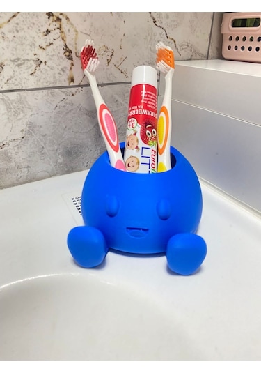 Okpax Çocuk Diş Fırçalık Ve Diş Fırçası Kabı Mavi Renk Mavi
