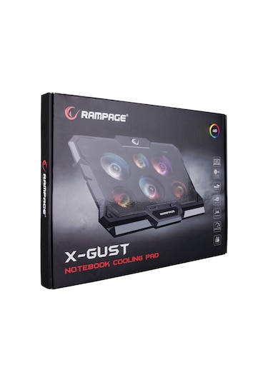Rampage AD-RC10 X-GUST 10" - 17" 6 Fanlı Rainbow Işıklandırmalı Stand Notebook Soğutucu