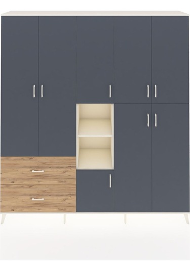 Hyperion Dolap 12 Raflı 2 Çekmeceli Tek Askılı 220x44x243 Aytaşı-antrasit/çam Antrasıt/atlas Çam Hyperion Dolap 12 Raflı 2 Çekmeceli Tek Askılı 220x44x243 Aytaşı-antrasit/çam Antrasıt/atlas Çam