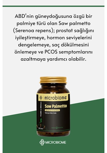 Microbiome Saw Palmetto Cüce Palmiye Ektresi 30 Tablet