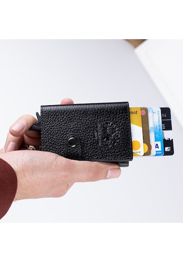 Westpolo Hakiki Deri Isme Özel Çift Mekanzmalı Erkek Cüzdan&Kartk-Siyah