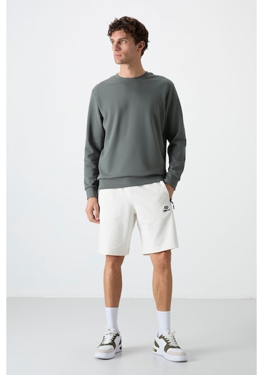 Standart Fit Basic O Yaka 3lü Paket Siyah-bej-çağla Erkek Sweatshirt 88053 Siyah-bej-çağla