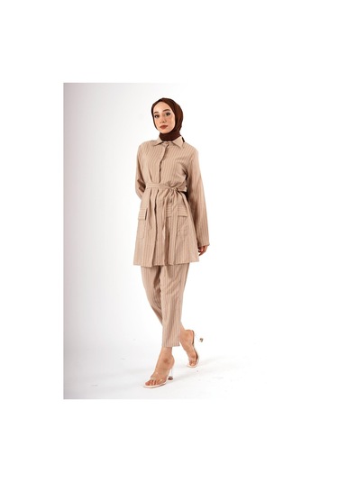 Fatma Sezen Çizgili İkili Takım Çok Renkli