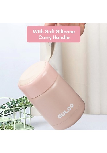 Padalink 304 Çelik Termos Kavanoz, 300ml Kapasite, Çocuklar İçin Isı Saklama, Pembe Rengi GÜMÜŞ