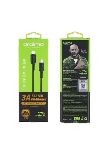 Suofeng Oraimo Ocd-c24 Type-c Çift Uçlu Veri Kablosu 3a Hızlı Şarj 800 Mbps Transfer 1m Dayanıklı Siyah