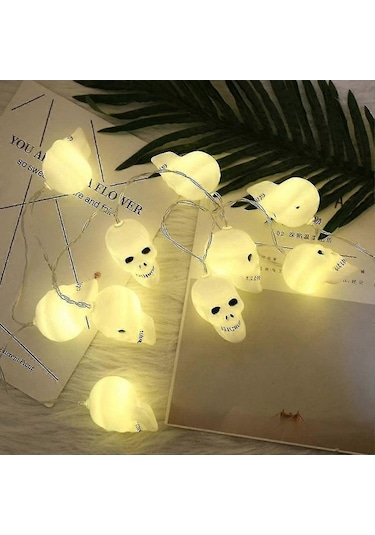 Opulentliving Yaju Sevimli Kafatası Led Işık Dizisi, Cadılar Bayramı Çok Renkli Dekorasyonu 3m Çok Renkli