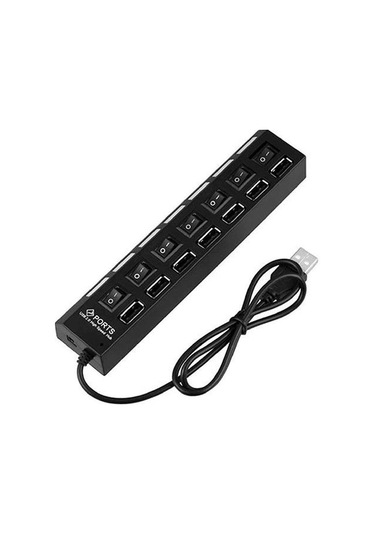 7 Port Usb çoklayıcı hub anahtarlı ışıklı