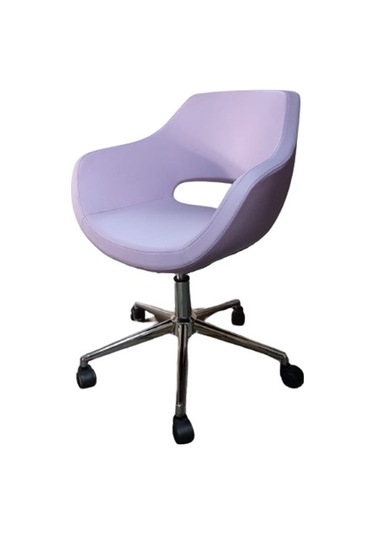 Metal Ayaklı Büro Sandalyesi Lila Renk Suni Deri