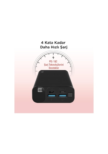 Mojue By Ttec PB06 20000 mAh 20W LCD Ekranlı Taşınabilir Şarj Cihazı Powerbank