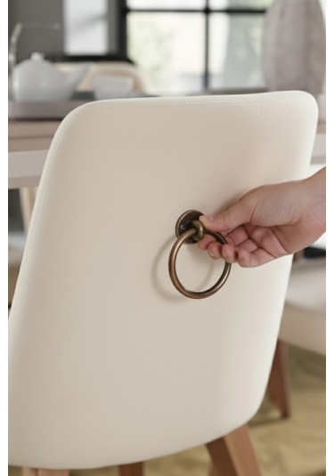 Halka Sarkaç Kulp - Antik Sarı Sandalye Arkası Ve Mobilya Kulbu - Üstten Vidalı - 60 Mm Çap Antik Sarı